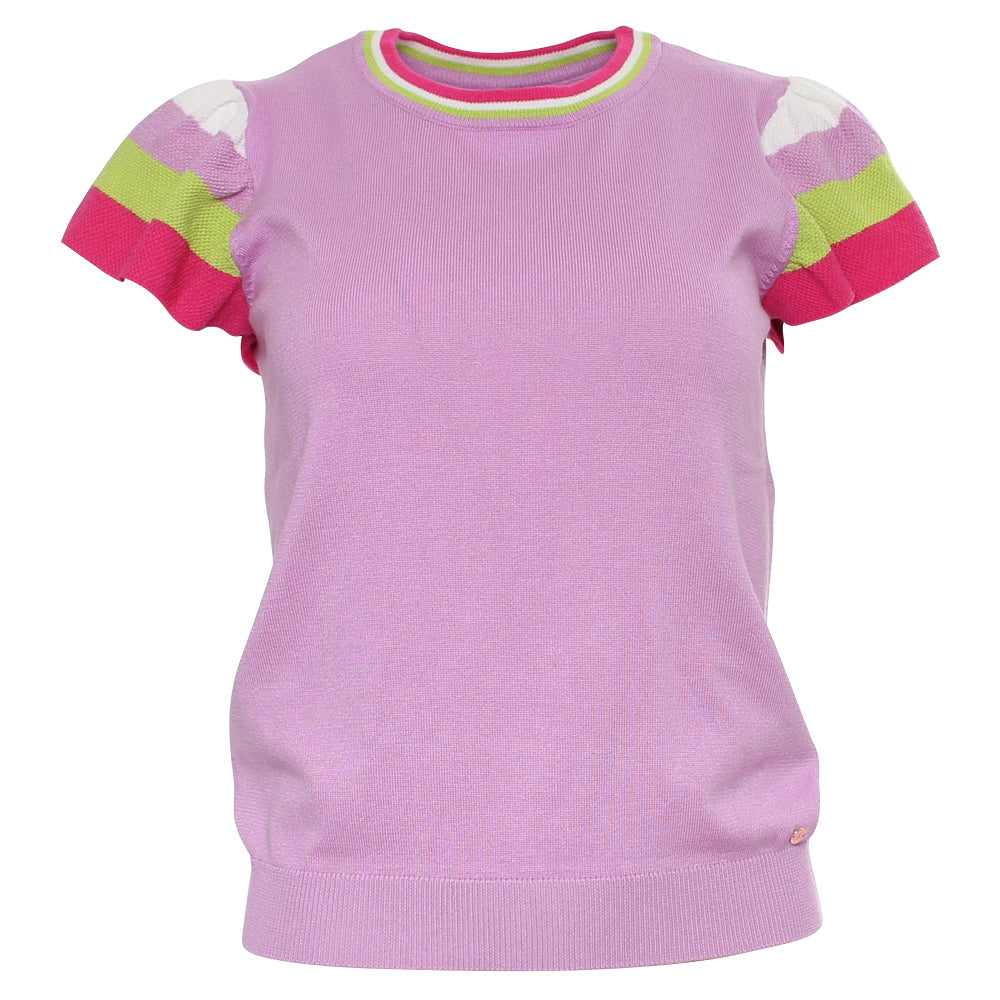 Ladies Renee Orchid Knit Top-Ghost Front View