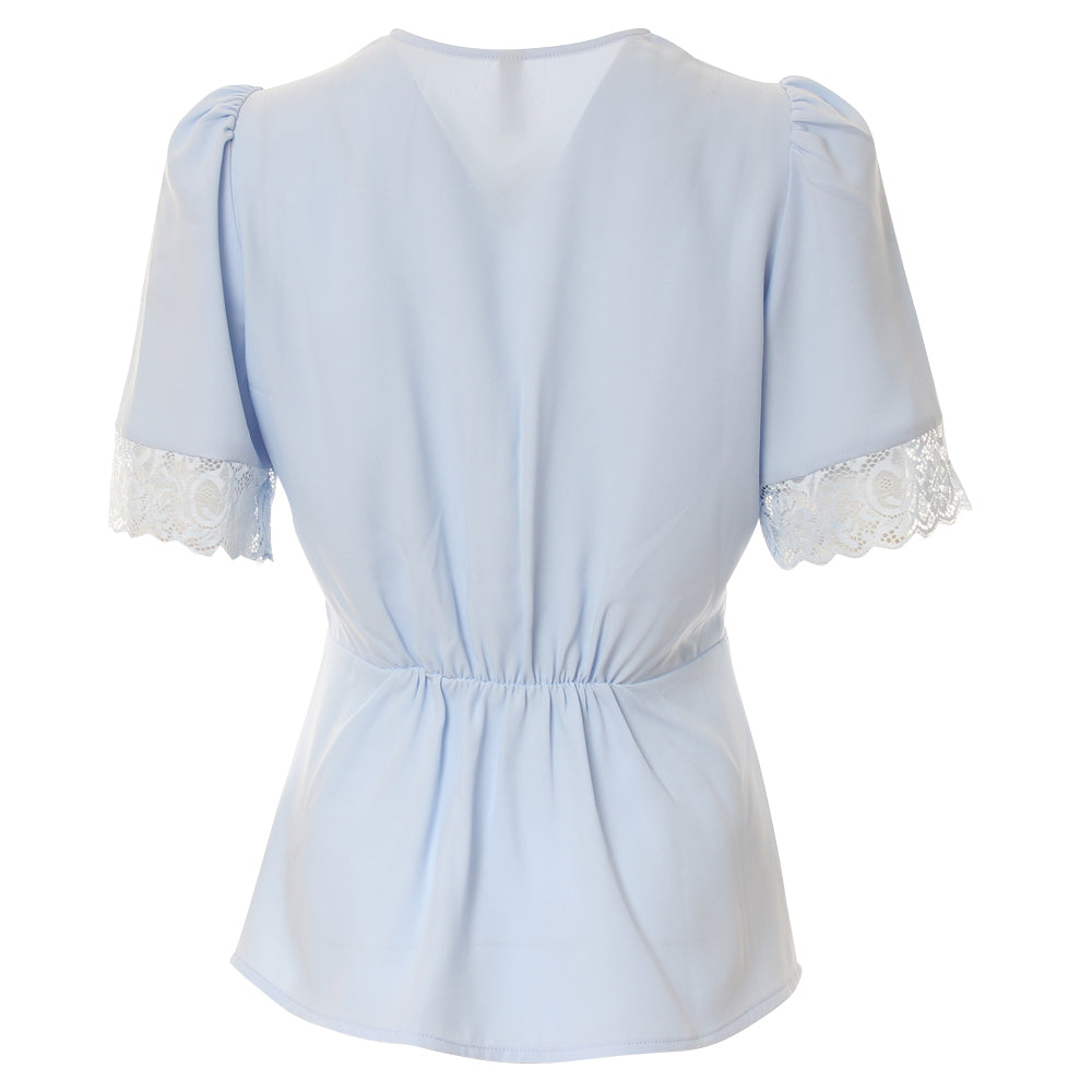 Rina Lace Panel Baby Blue Top