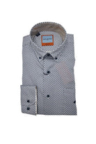 DARIO BELTRAN Bastida Navy/Beige/Blue Diamond Pattern Shirt Navy/Beige/Blue front view