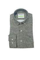 DARIO BELTRAN Badul Green / White Flower Pattern Long Sleeve Shirt Green/White back view