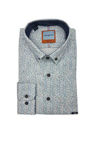 DARIO BELTRAN Lumbier Silver/Teal Pattern Shirt Silver/Teal front view