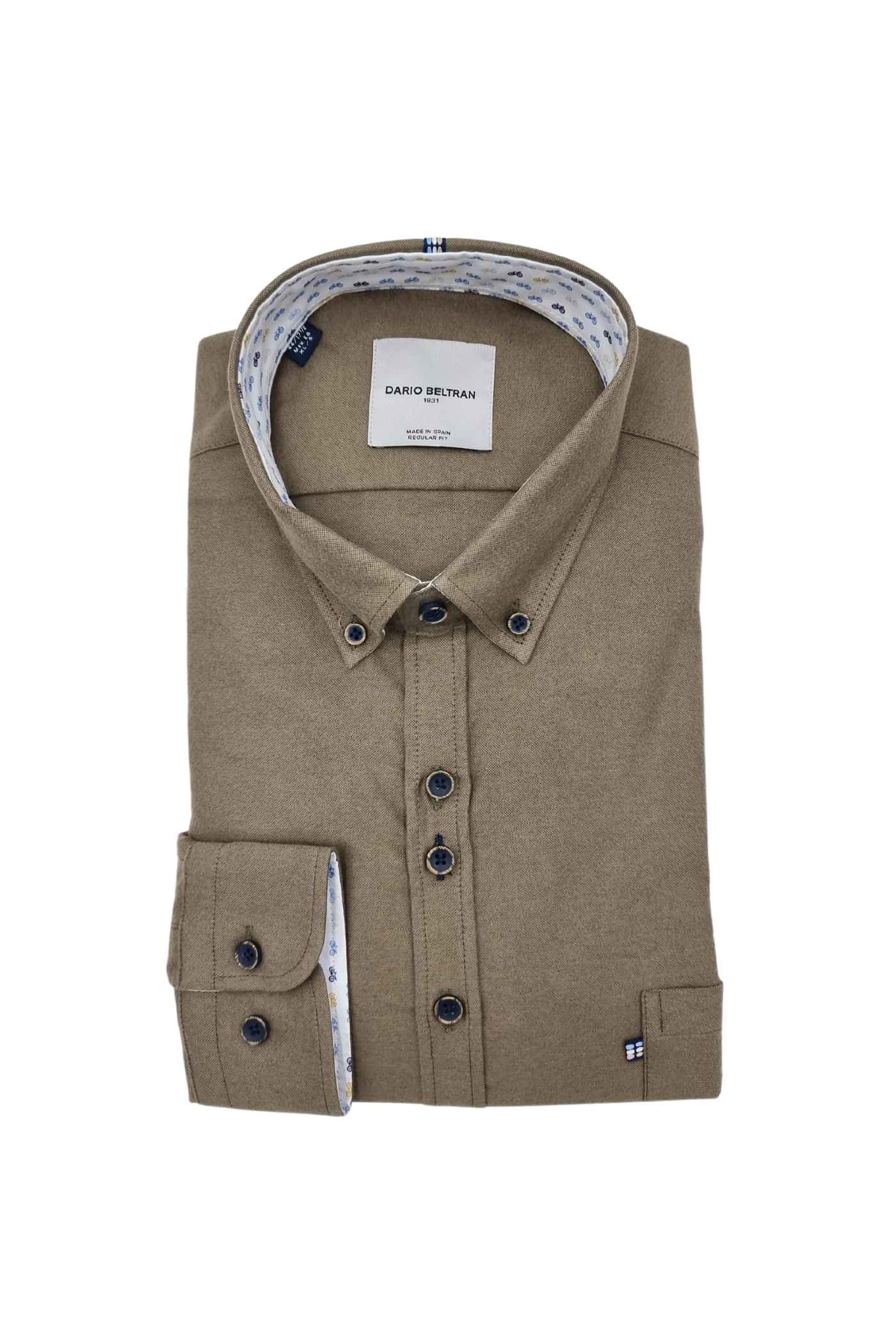 Men's Pazos Khaki Plain Shirt-Front View