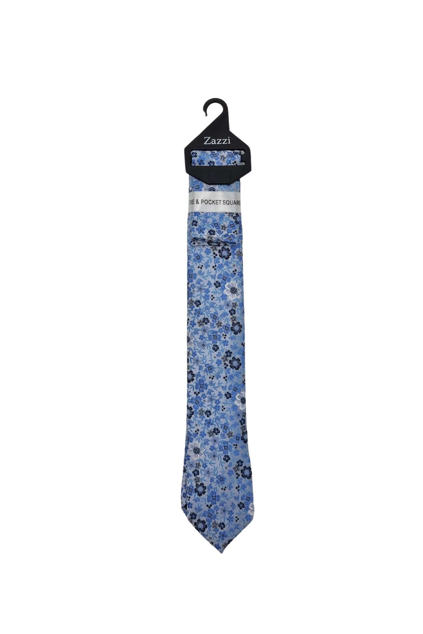 Boys Floral Tie & Pocket Square Set-Sky Blue/Navy