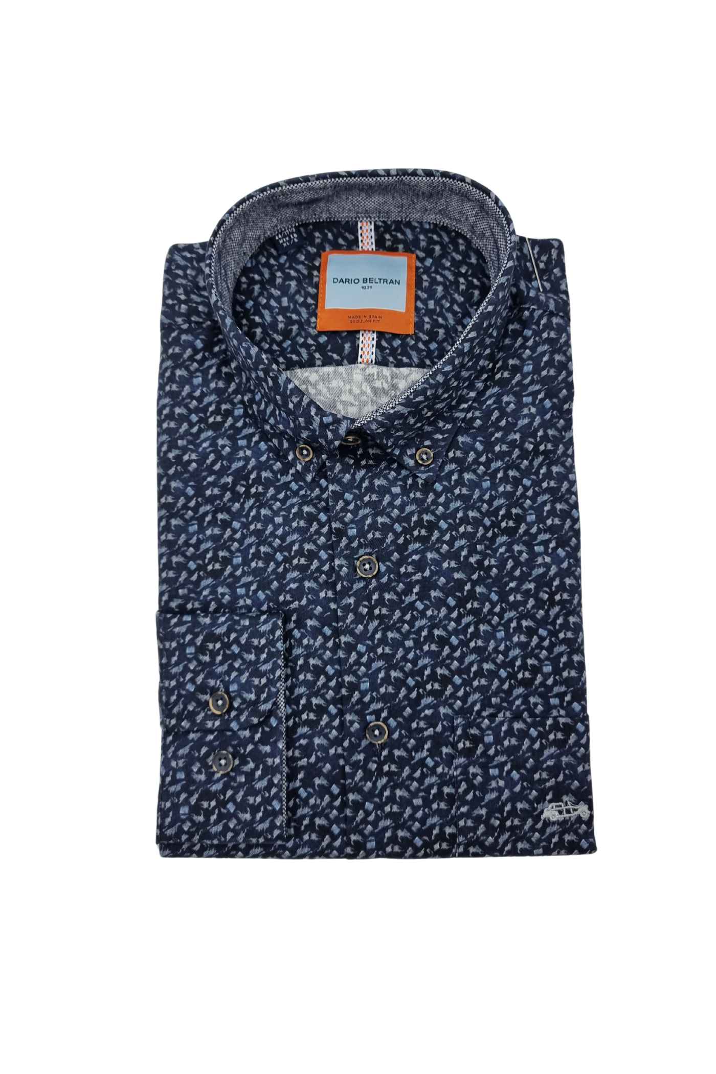 Men's Lumbier Navy/Blue Pattern Shirt-Front View