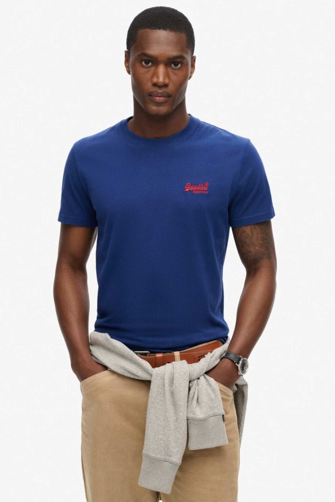 SUPERDRY Essential Logo Emb Tee-Supermarine Navy Supermarine Navy front view