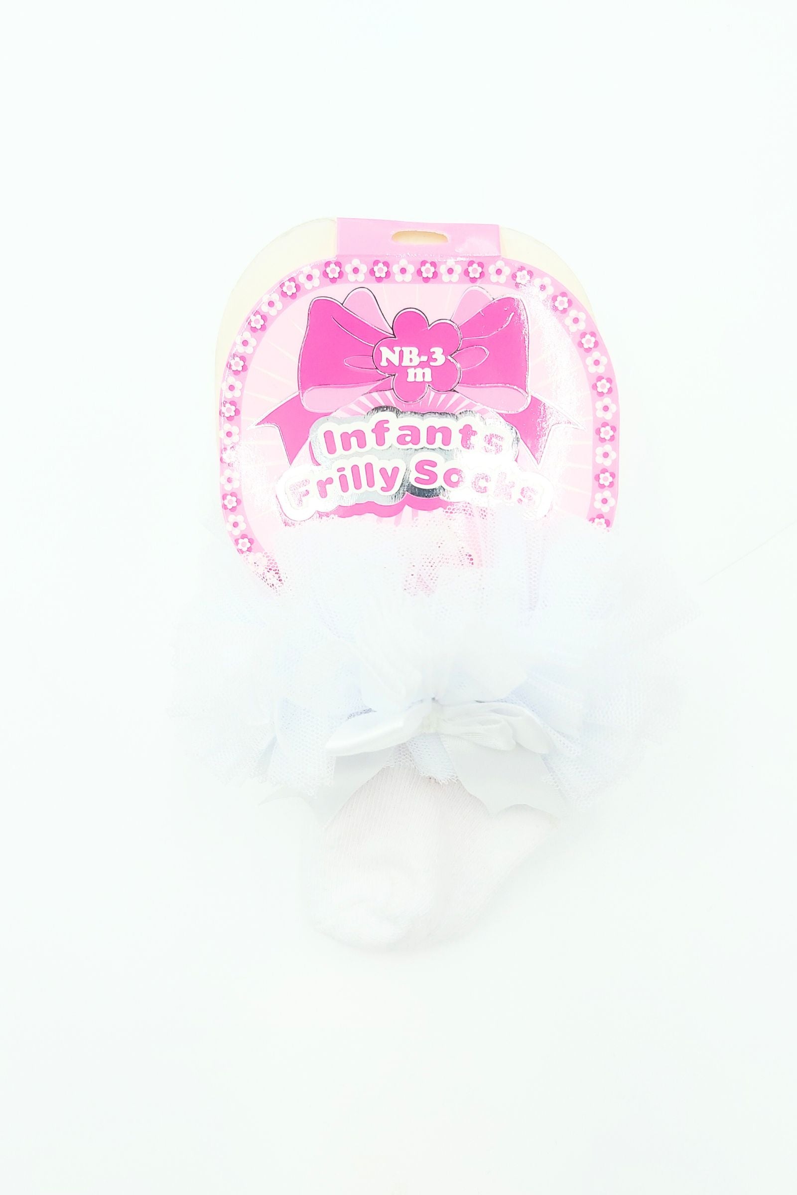 FASHION LAYER Frilly White Christening Socks WHITE front view