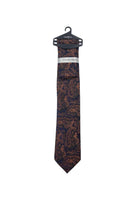 Zazzi Paisley Tie & Pocket Square Set - Rust Rust front view