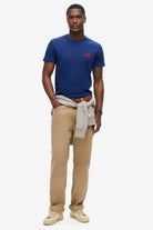 SUPERDRY Essential Logo Emb Tee-Supermarine Navy Supermarine Navy model front view