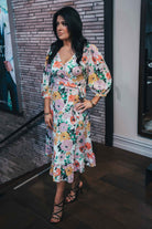 ONLY Olivia 3/4 Wrap Midi Dress-Cloud Dancer CLOUD DANCER front view