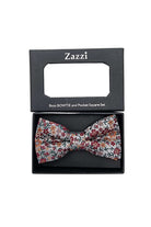 Zazzi Boyswear Zazzi Kid Boys Beige/Orange/Burgundy Bow Tie Set Beige/Orange/Burdundy front view