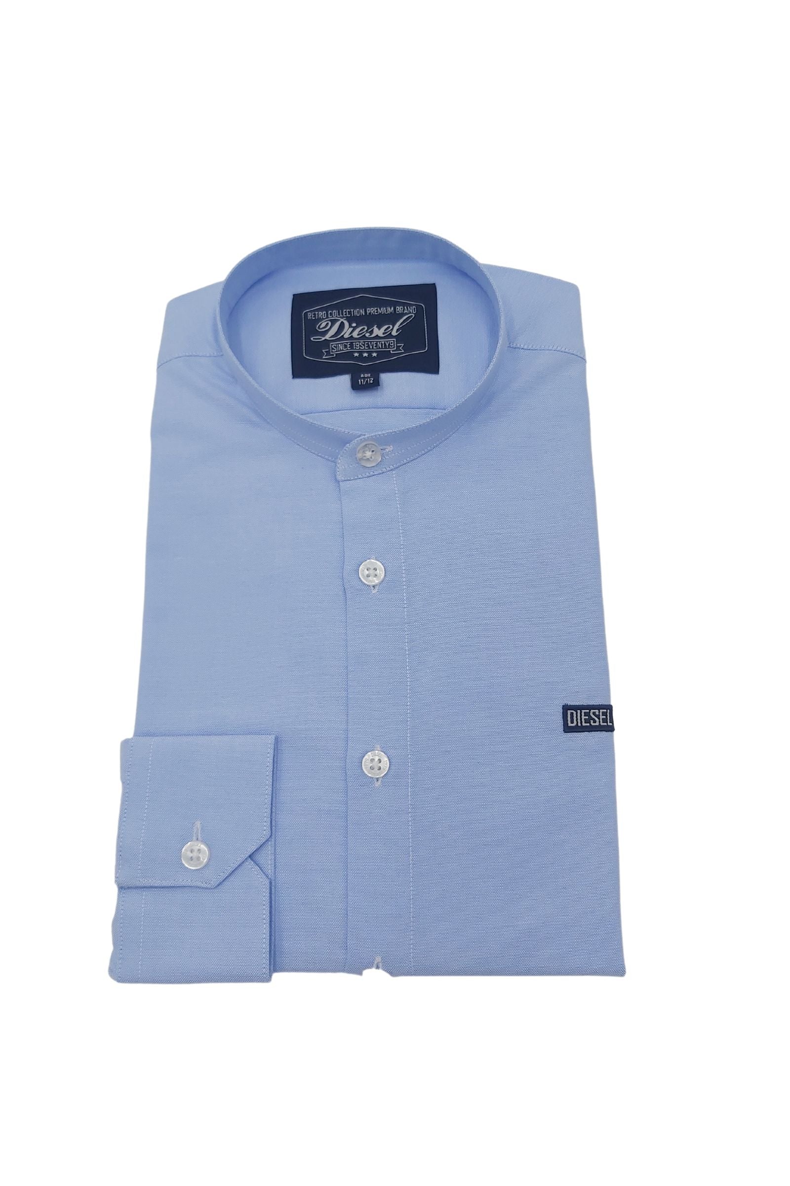 DIESEL KIDS Don Boys Sky Blue Grandfather Shirt SKY BLUE model front view