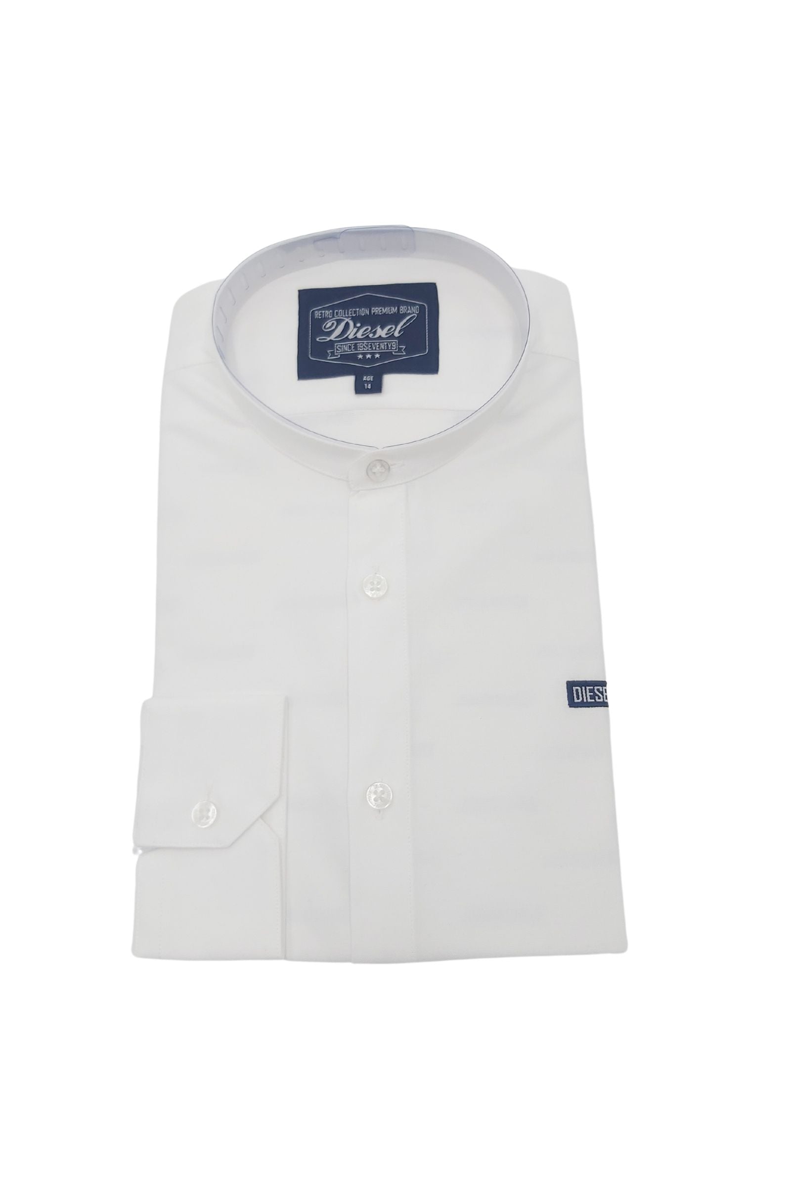 DIESEL KIDS Don Boys White Grandfather Shirt WHITE model front view
