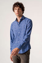 DARIO BELTRAN Aytona Navy Long Sleeve Shirt Navy model front view
