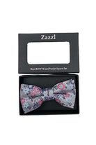 Zazzi Boyswear Floral Zazzi Boys Bow & Pocket Square Set-Lilac/Sky Blue Lilac/Pink/Sky Blue front view