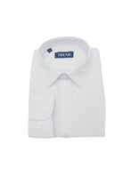 Front view of boys white long sleeve formal shirt