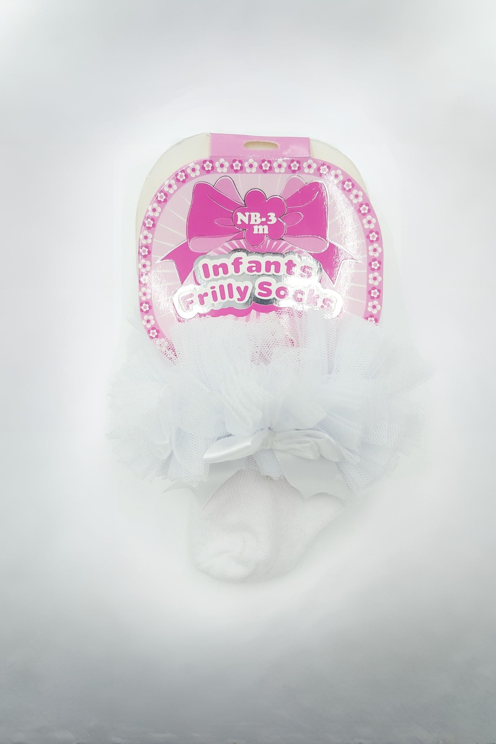 FASHION LAYER Frilly White Christening Socks WHITE model front view