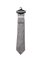 Zazzi Floral Tie & Pocket Square - Blue/Gold Blue/Gold front view