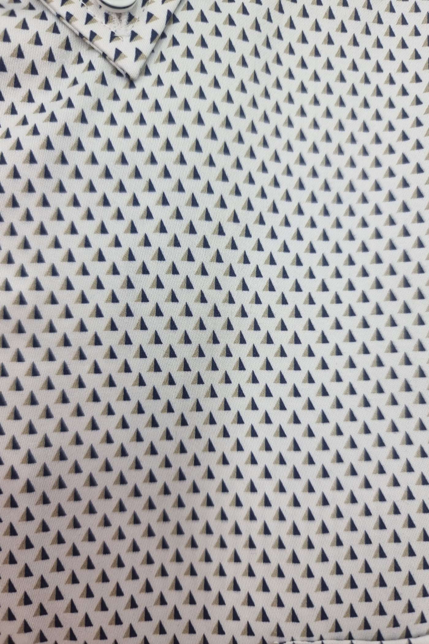 Men's Agulo Navy / Beige Triangle Print Shirt-Close Up View