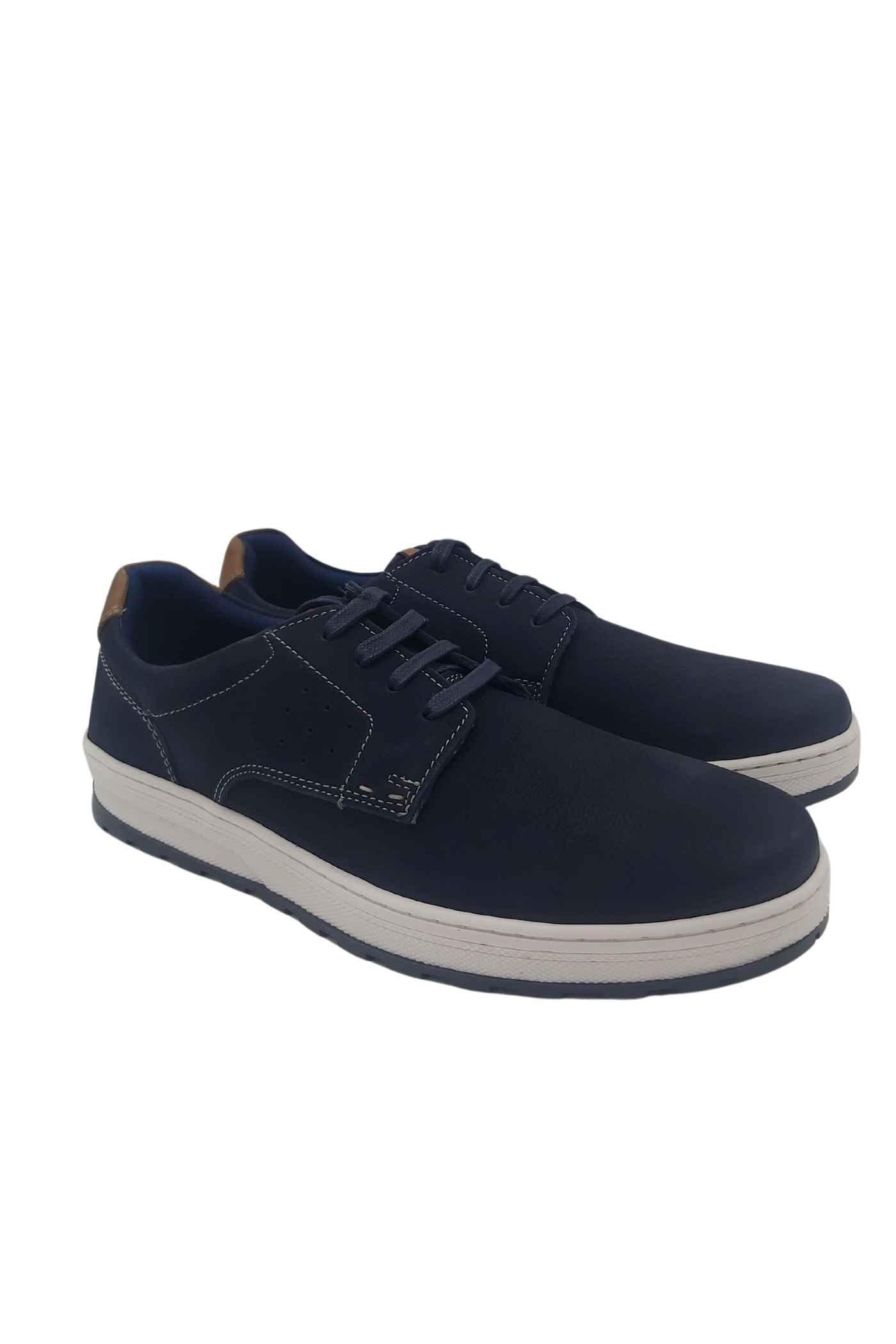 Men's Daly Navy Smart Casual Shoe-Side/Front View