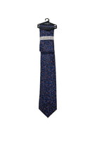 Zazzi Floral Tie & Pocket Square - Blue/Pink/Navy Blue/Pink/Navy front view