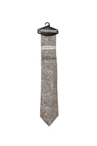 Zazzi Paisley Tie With Pocket Square - Gold/Blue Gold/Blue front view