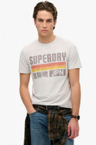 SUPERDRY Japan Stripe Relaxed Tee-Ice Grey Marl Ice Grey Marl front view