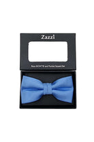 Zazzi Boyswear Sky Blue Zazzi Boys Bow & Pocket Square Set Sky Blue front view