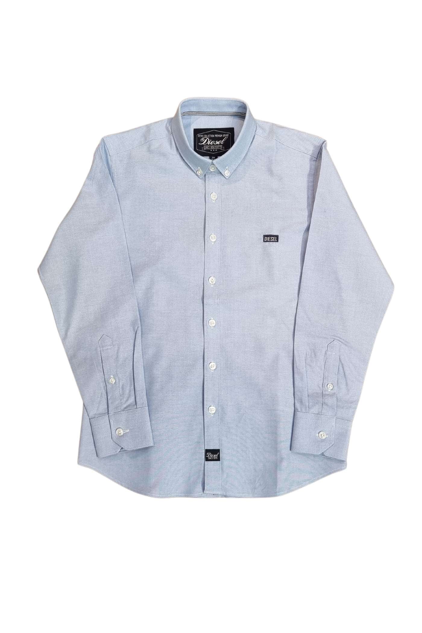 Boy's Phil Sky Blue Oxford Shirt-Front View