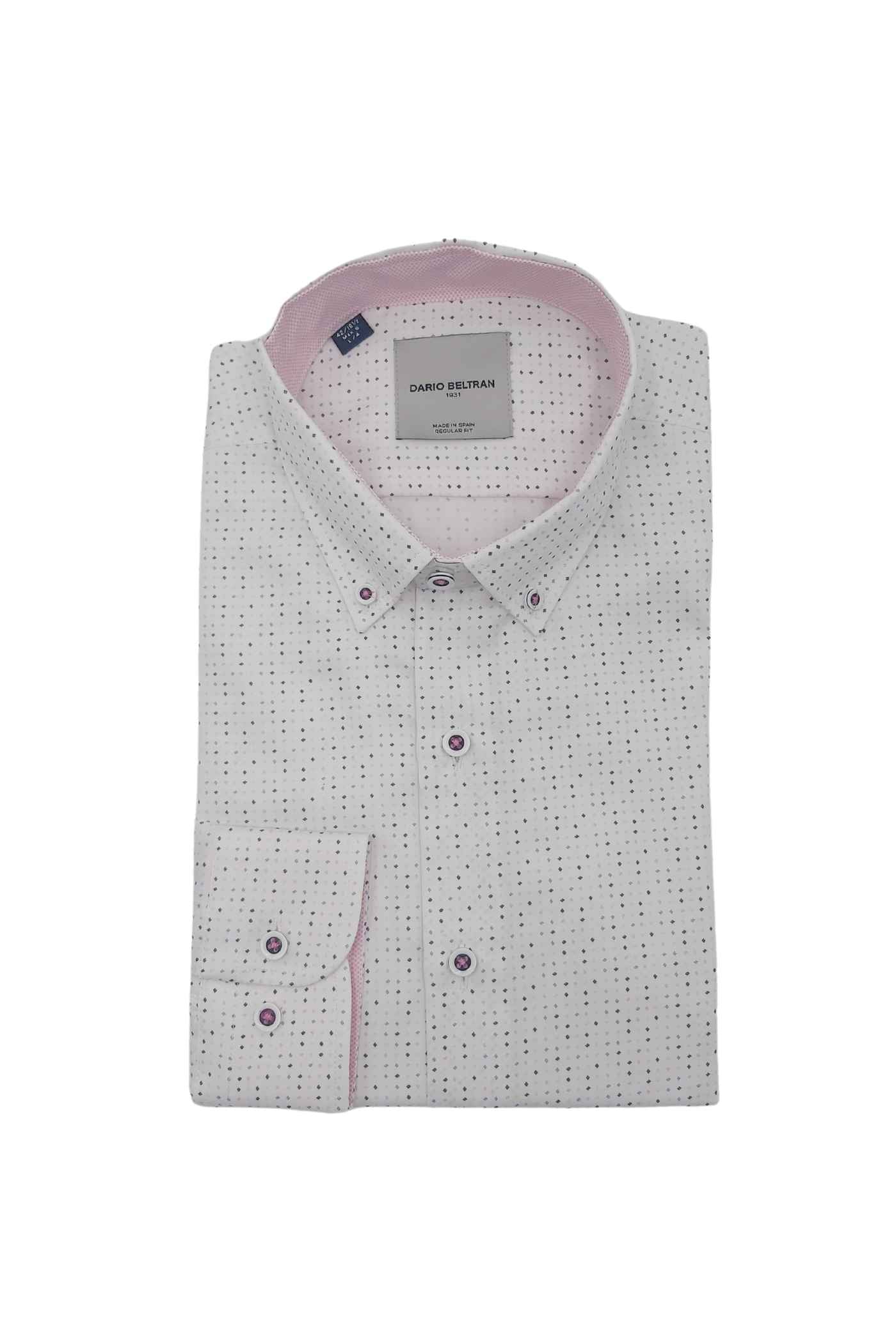 Men's Ager White/Navy/Pink Dot Pattern Shirt-Front View