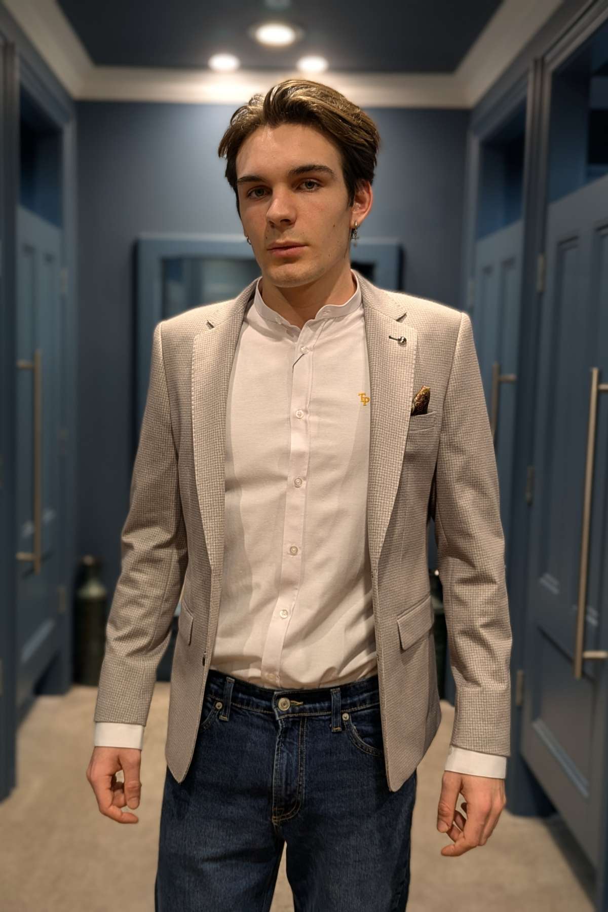 Men's Tommy Bowe Dwyer Grey Blazer-Open View of Blazer