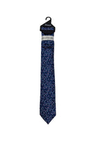 Zazzi Boyswear Boys Blu/Pink Floral Tie & Pocket Square Set Blu/Pink front view