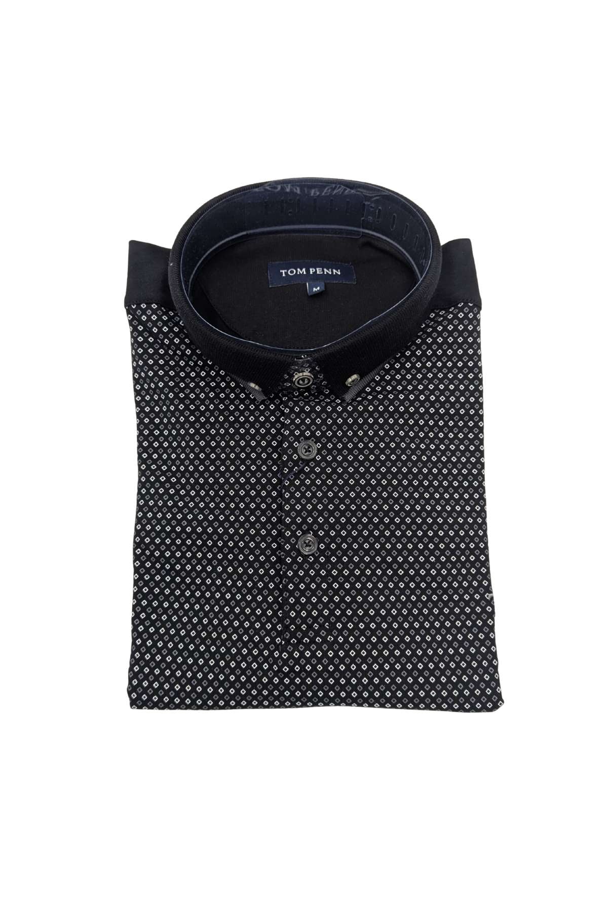 Tom Penn Front Printed Black Polo