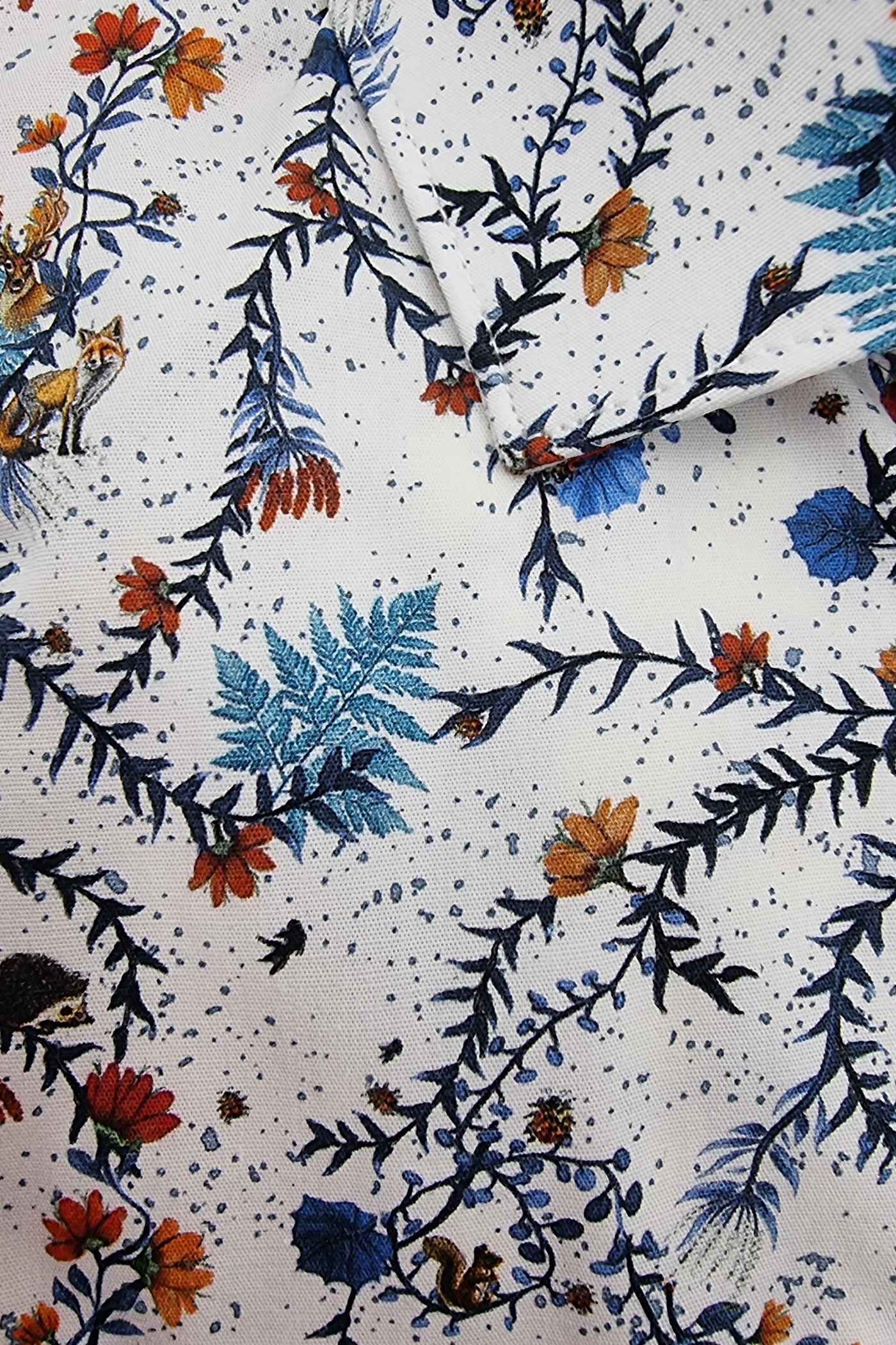 Multi Colour Shirt With Forest/Animal Pattern-Close Up View