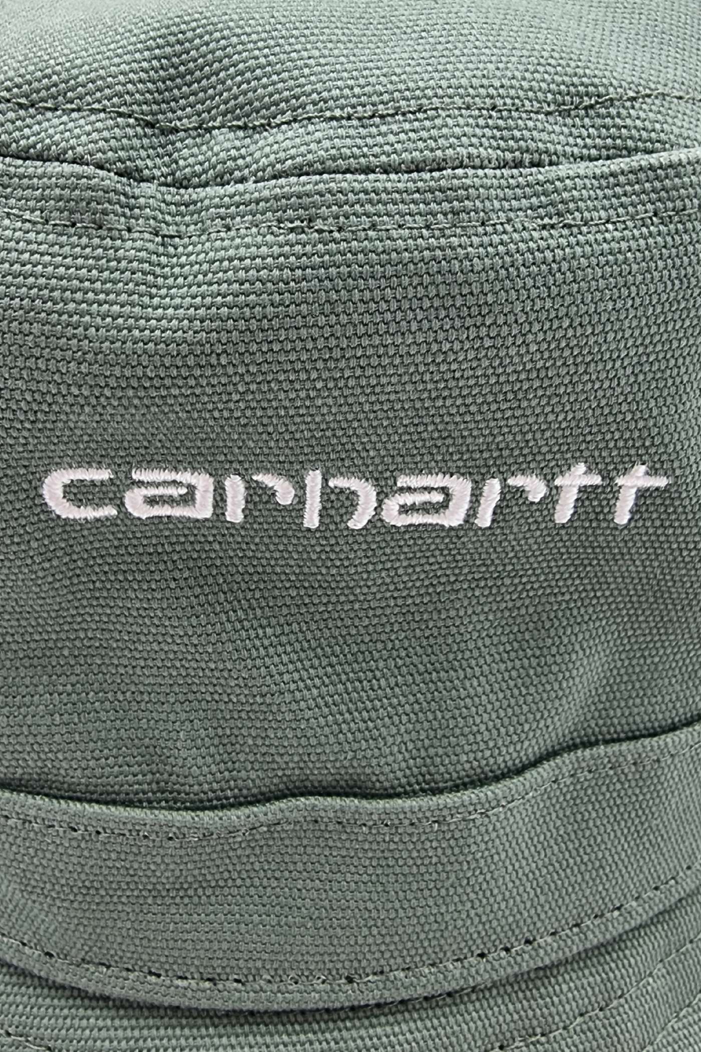 Carhartt WIP Script Bucket Hat-Park / White Park / White model front view