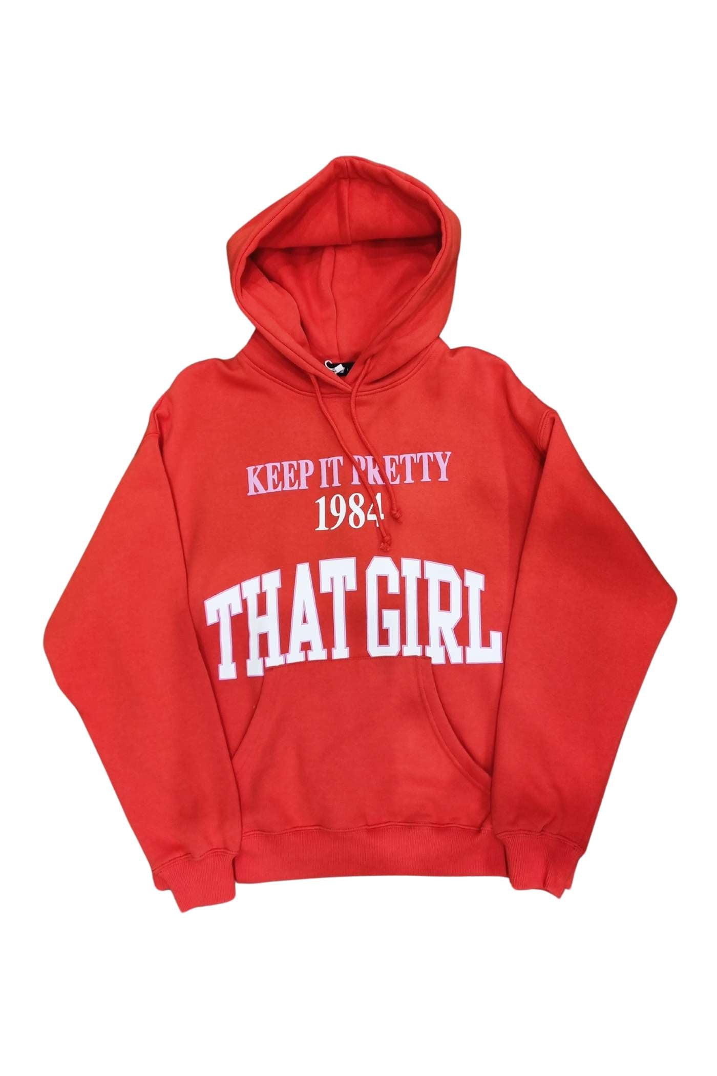 Ladies Red Oversize Hoodie-Front View