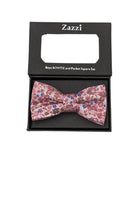 Zazzi Boyswear Pink/Blue Floral Boys Bow & Pocket Square Pink/Blue front view