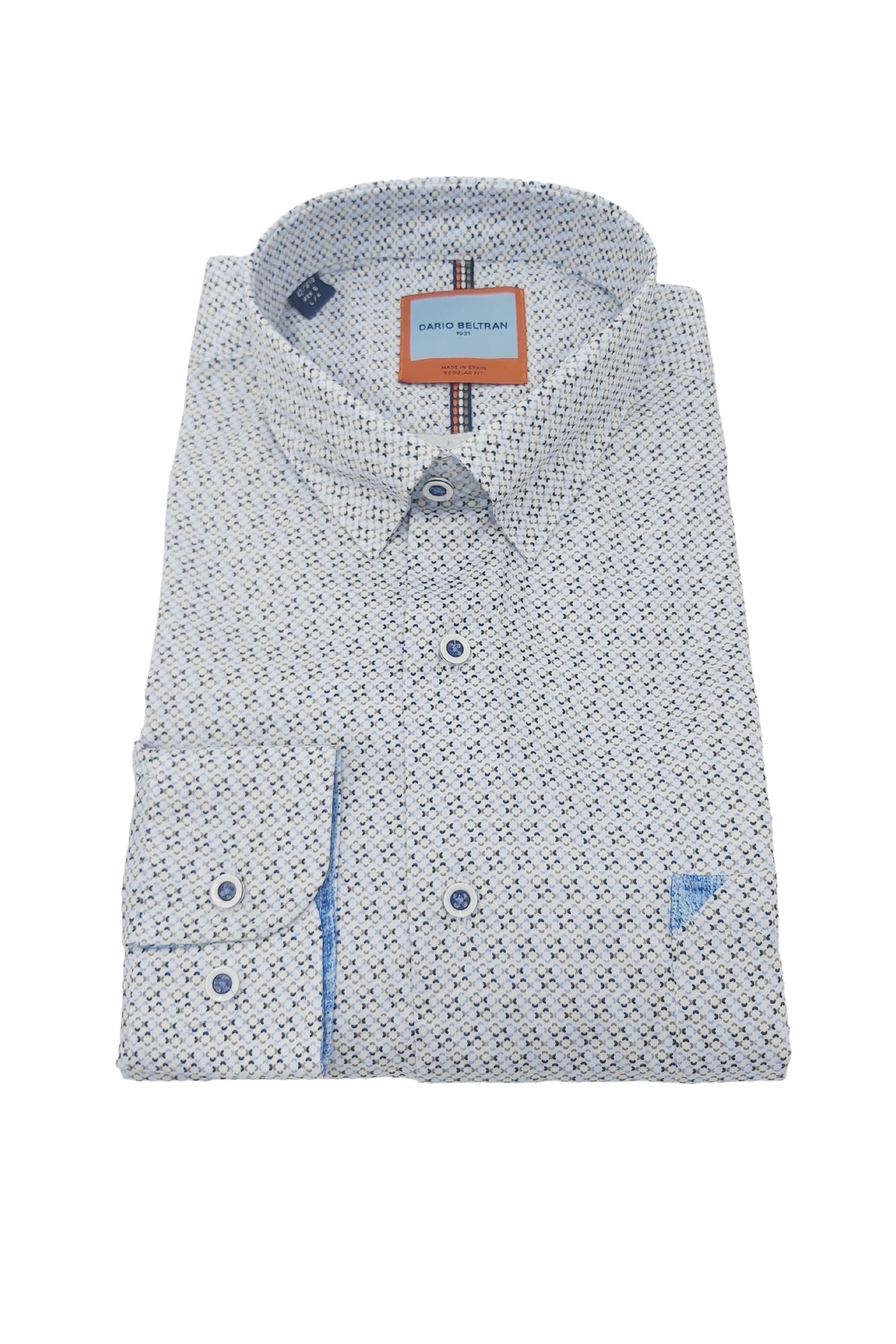 Men's Arnedo - Blue/Brown Circle Pattern Shirt-Front View