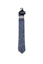 Zazzi Boyswear Boys Silver/Blue Floral Tie & Pocket Square Set Silver/Blue front view