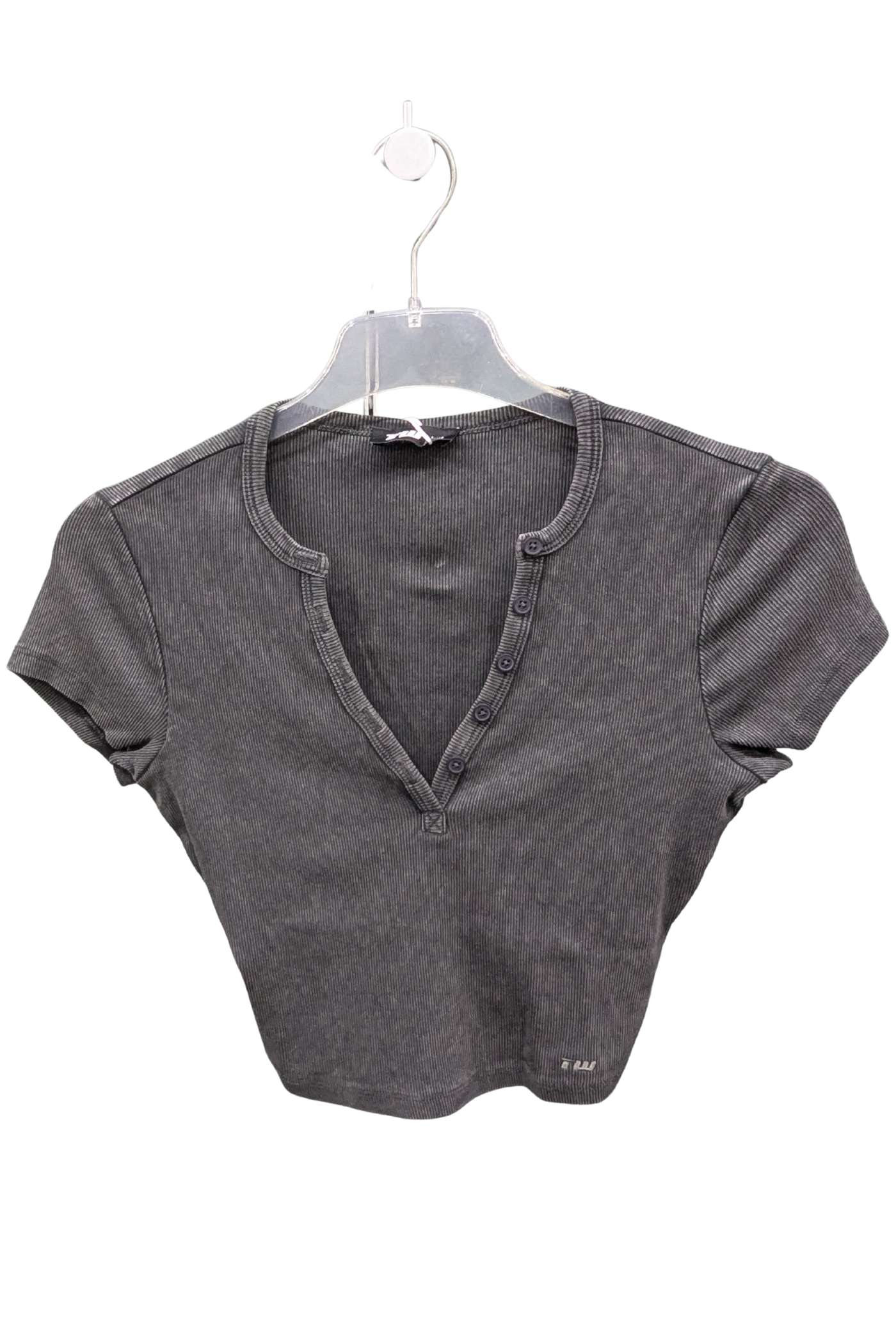Ladies Grey Vintage Look Cropped Top-Front View