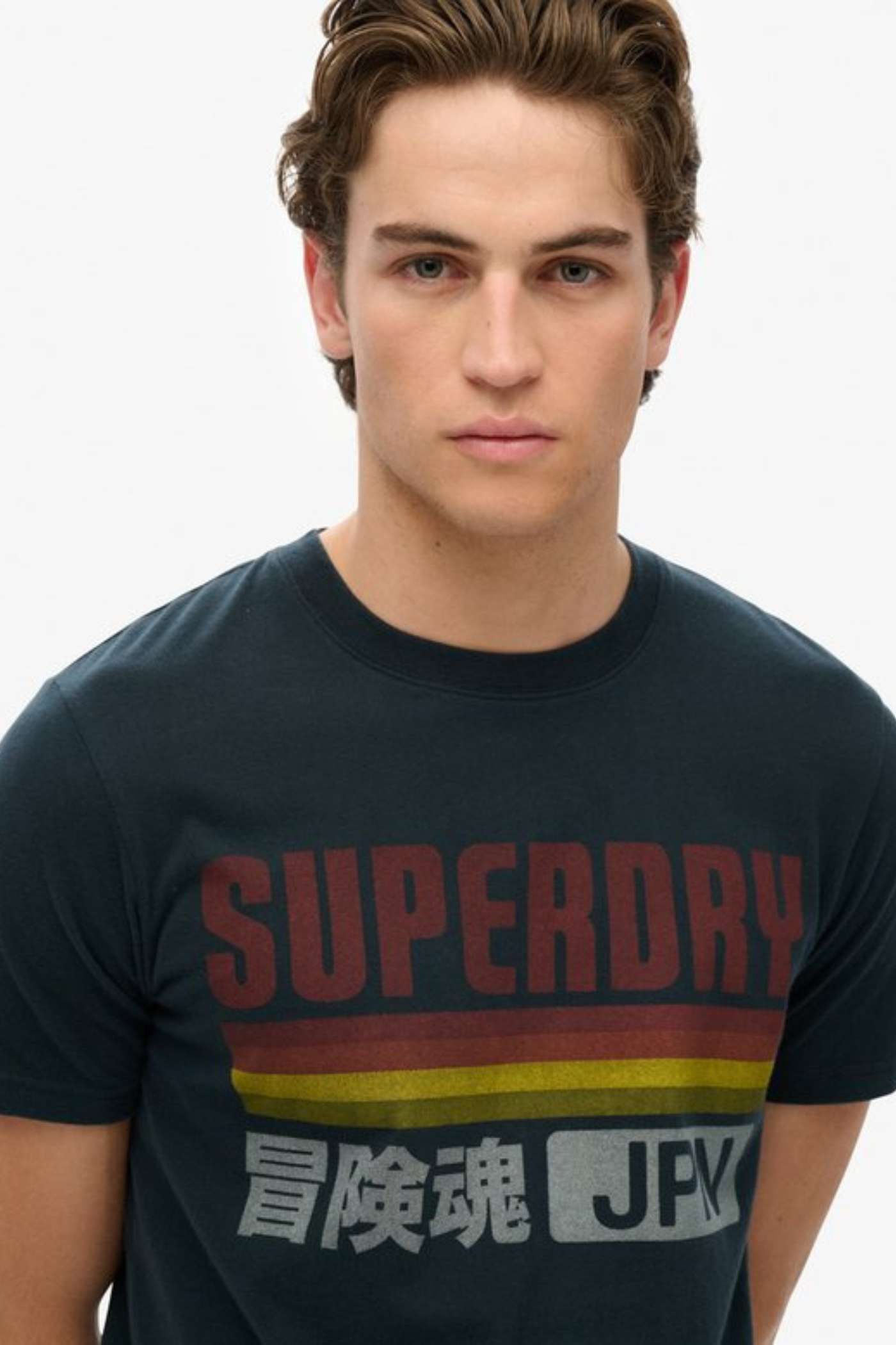 SUPERDRY Japan Stripe Relaxed Tee-Eclipse Navy ECLIPSE NAVY side view