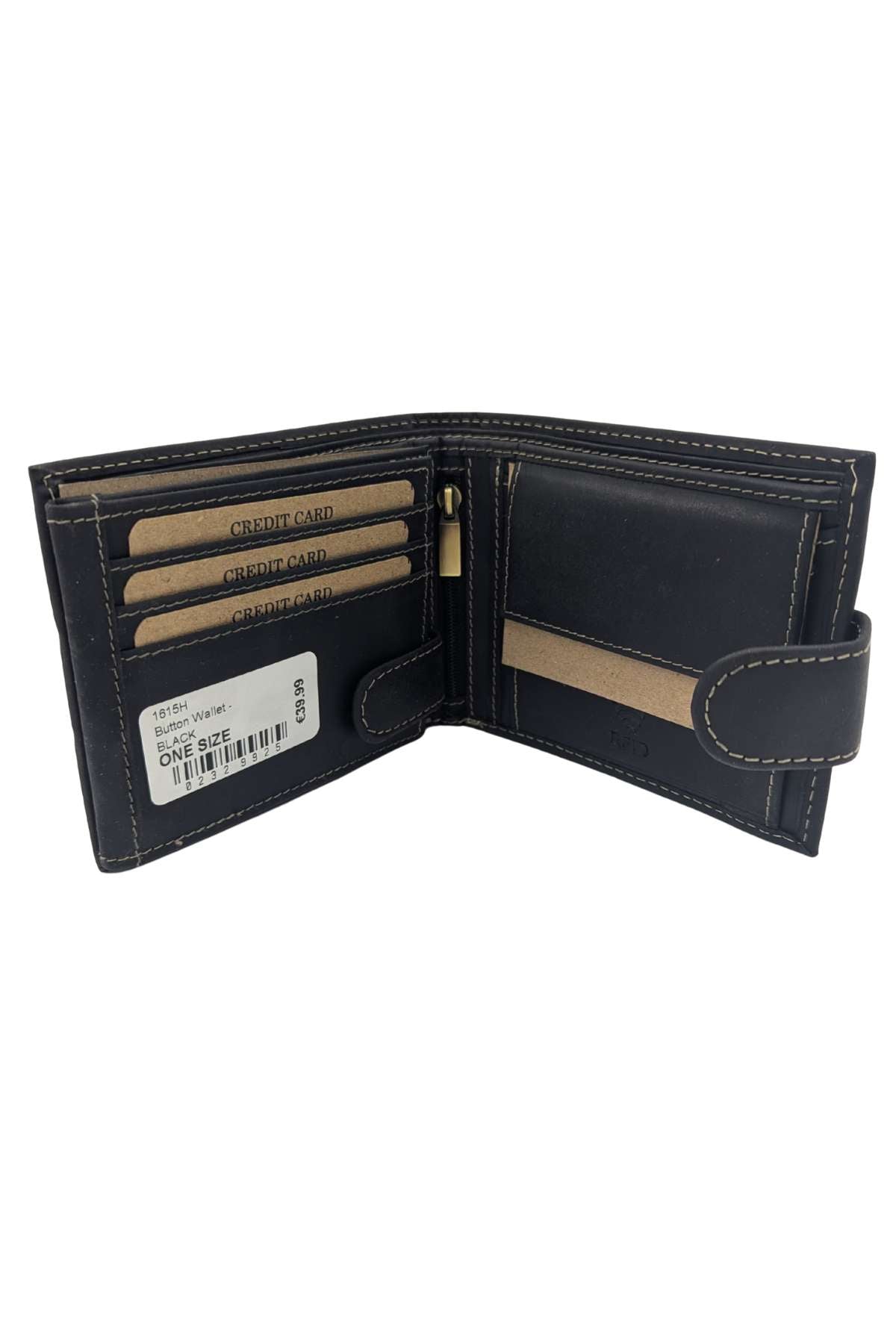 Button Wallet - Black-Inside View