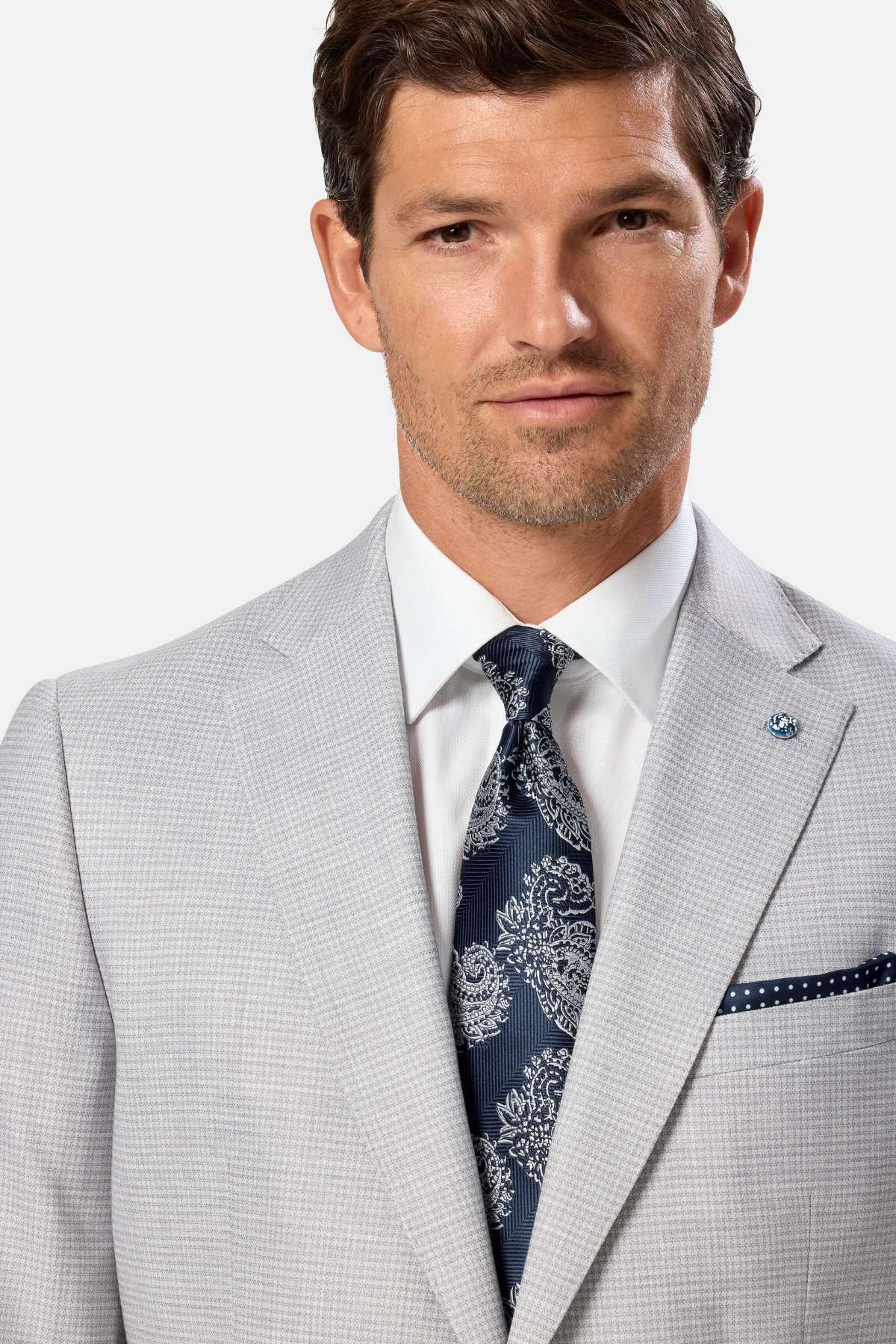 Lucas Tapered Silver Blazer-Fabric close up
