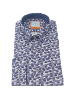 DARIO BELTRAN Buron Purple/Lilac Leaf Pattern Shirt Purple/Lilac front view