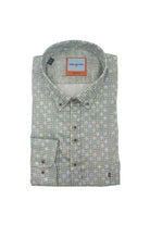 DARIO BELTRAN Cutar Green Leaf Pattern Shirt Green front view