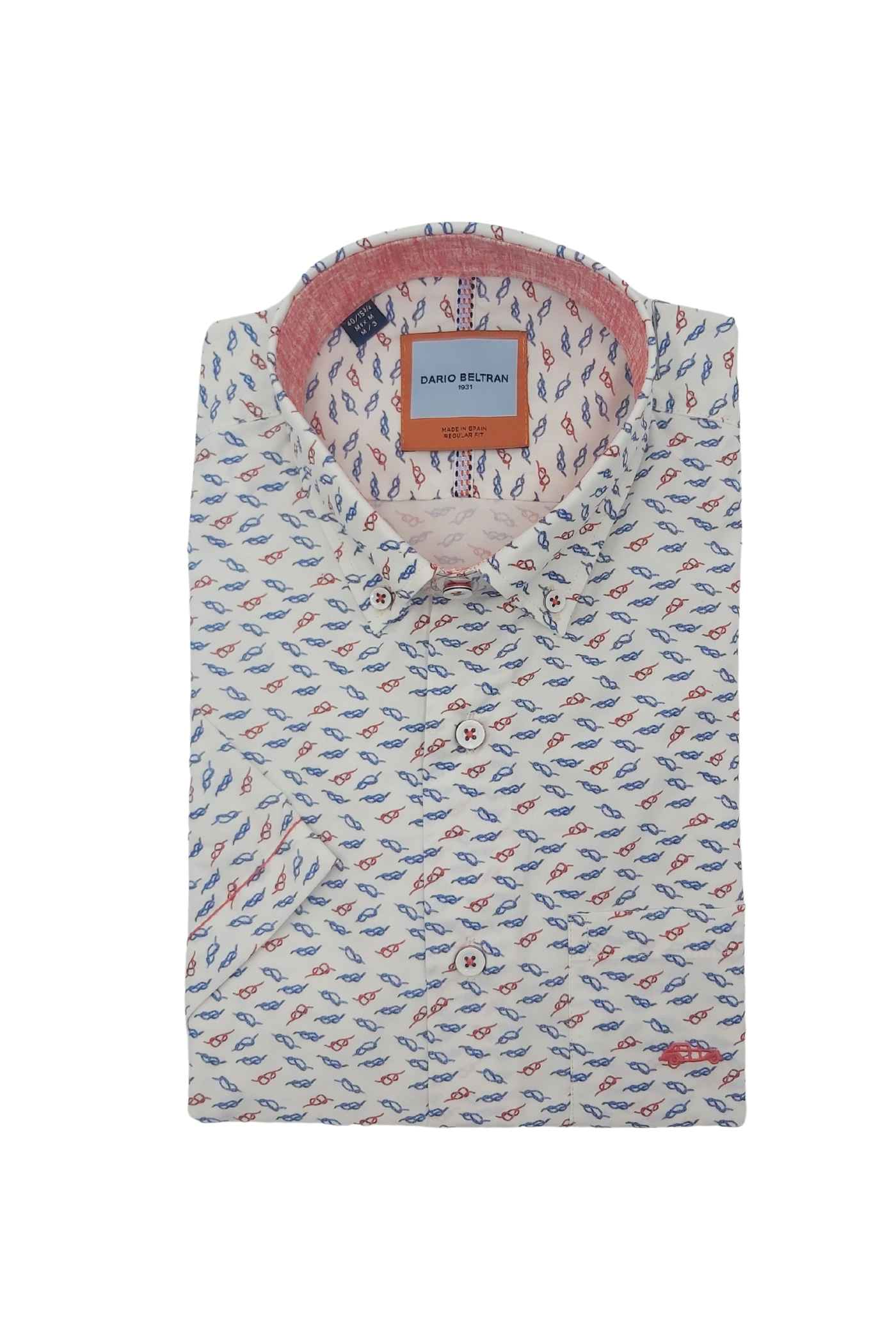 Men's Iznate White/Red/Blue Pattern Shirt-Front View