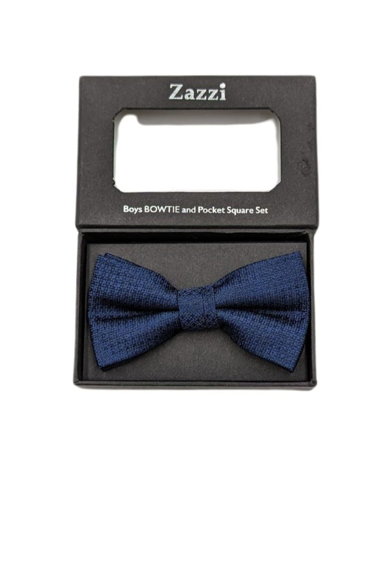 Navy Pattern Boys Bow & Pocket Square