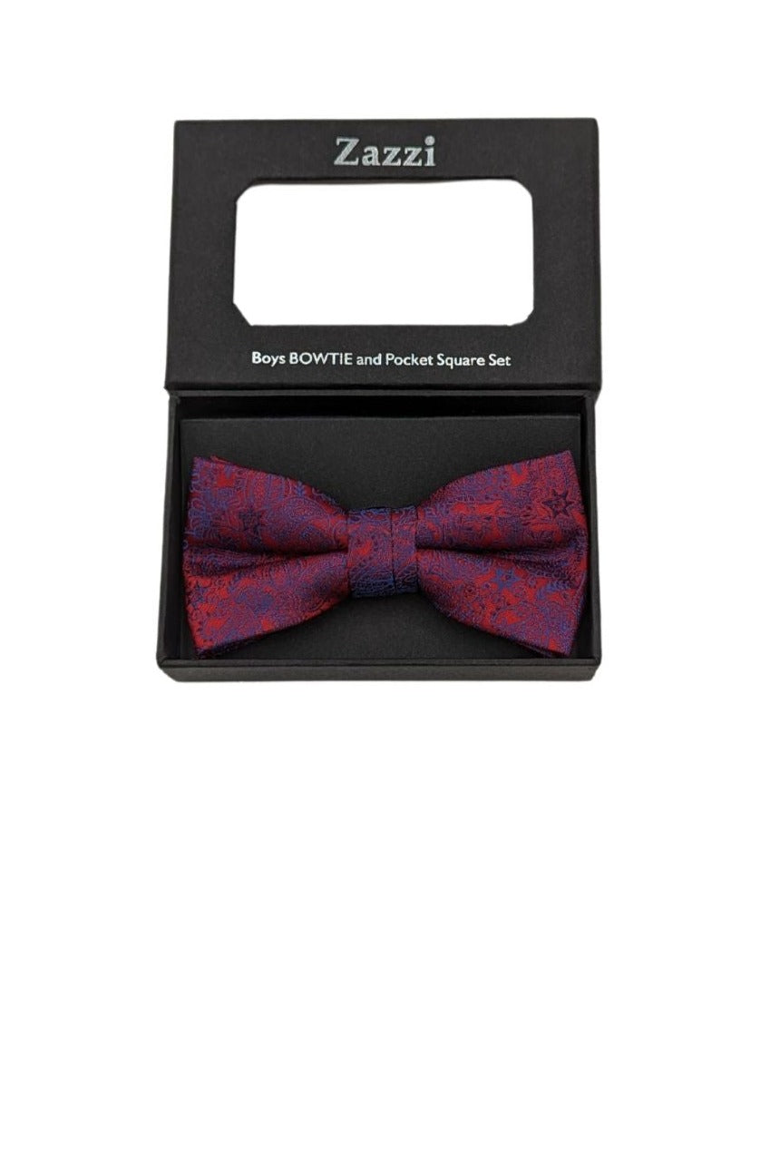 Red Paisley Boys Bow & Pocket Square