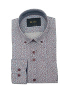 6TH SENSE Button Down Red/Blue Flower Print Shirt Red/Blue front view