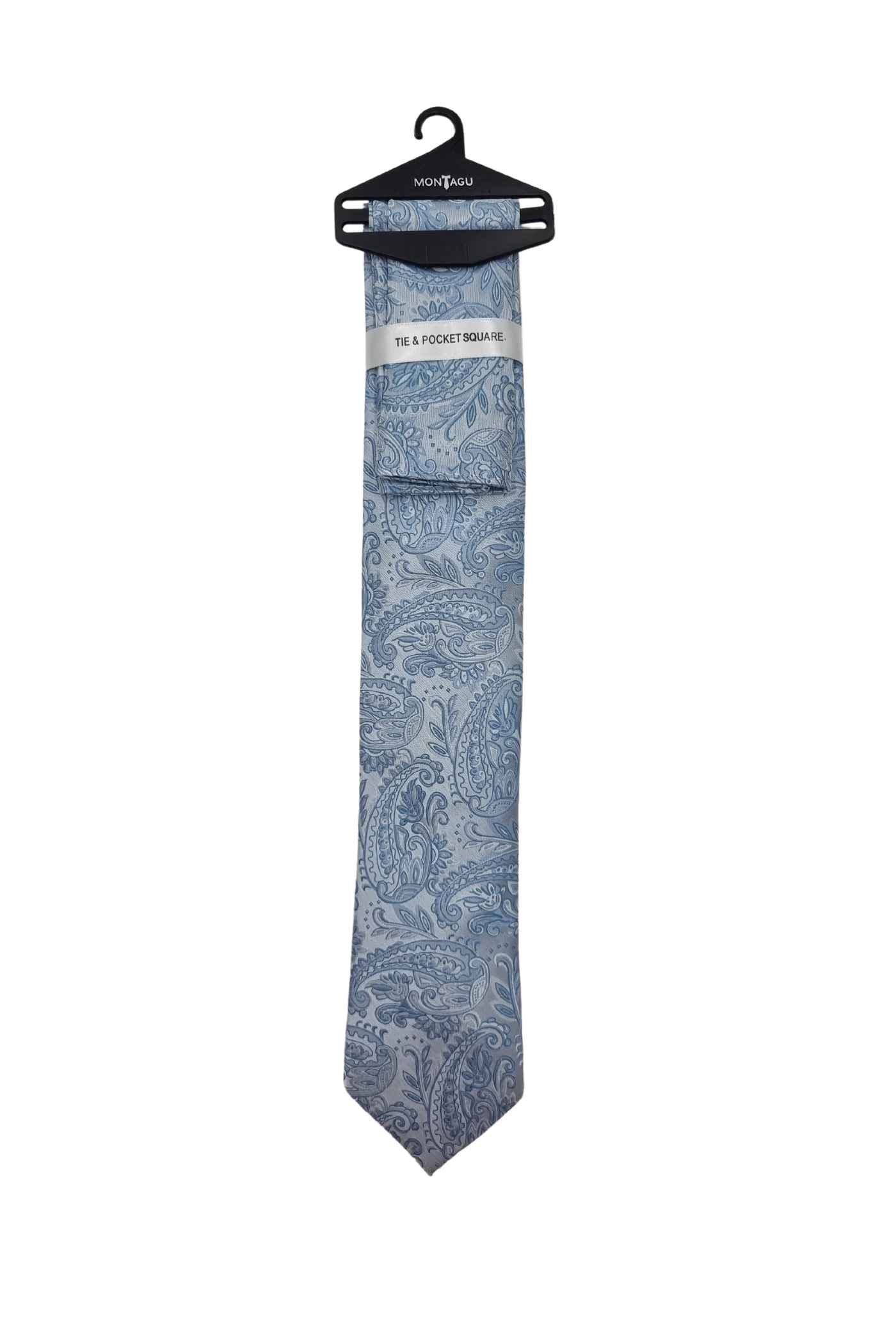 Paisley Tie & Pocket Square Set - Sky