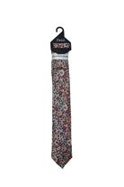 Zazzi Boyswear Kid Boys Floral Tie & Pocket Square Set-Beige/Orange/Burgundy Beige/Orange/Burgundy front view
